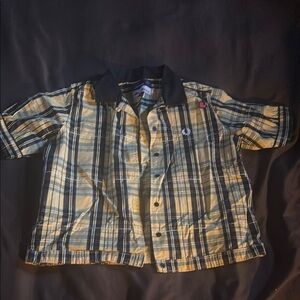 Fred Perry Yellow and Black Plaid Shirt